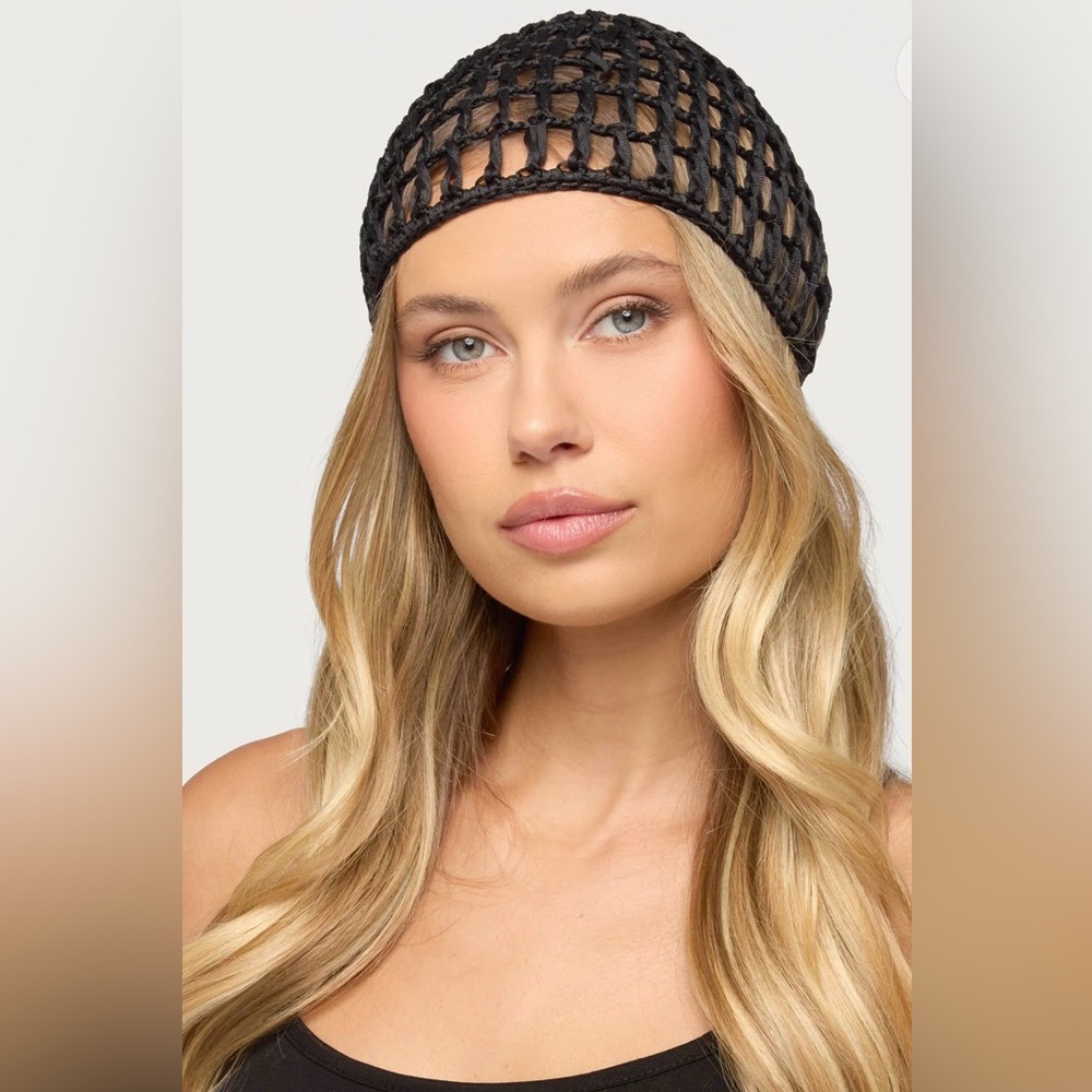 Edikted Black Open Weave Women's Hat
